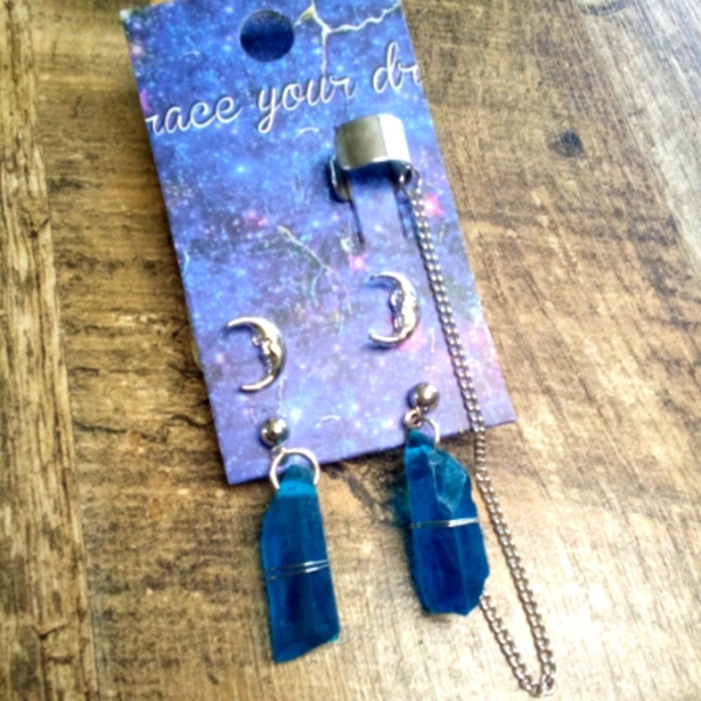Celestial Faux Crystal Cuff Earring Set
